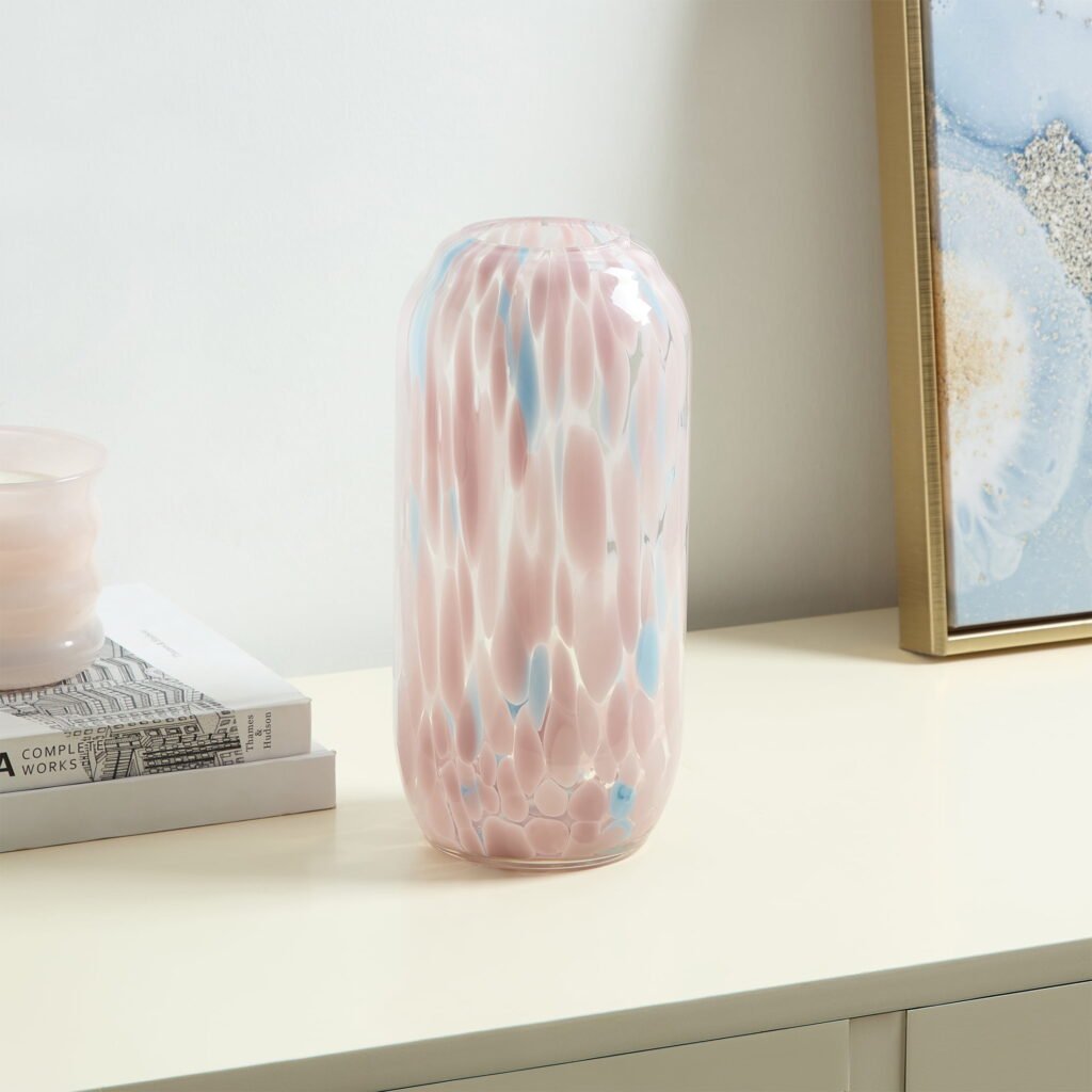 Home Decor Collection Painted Glass Cylinder Vase, 10'', Multicolor