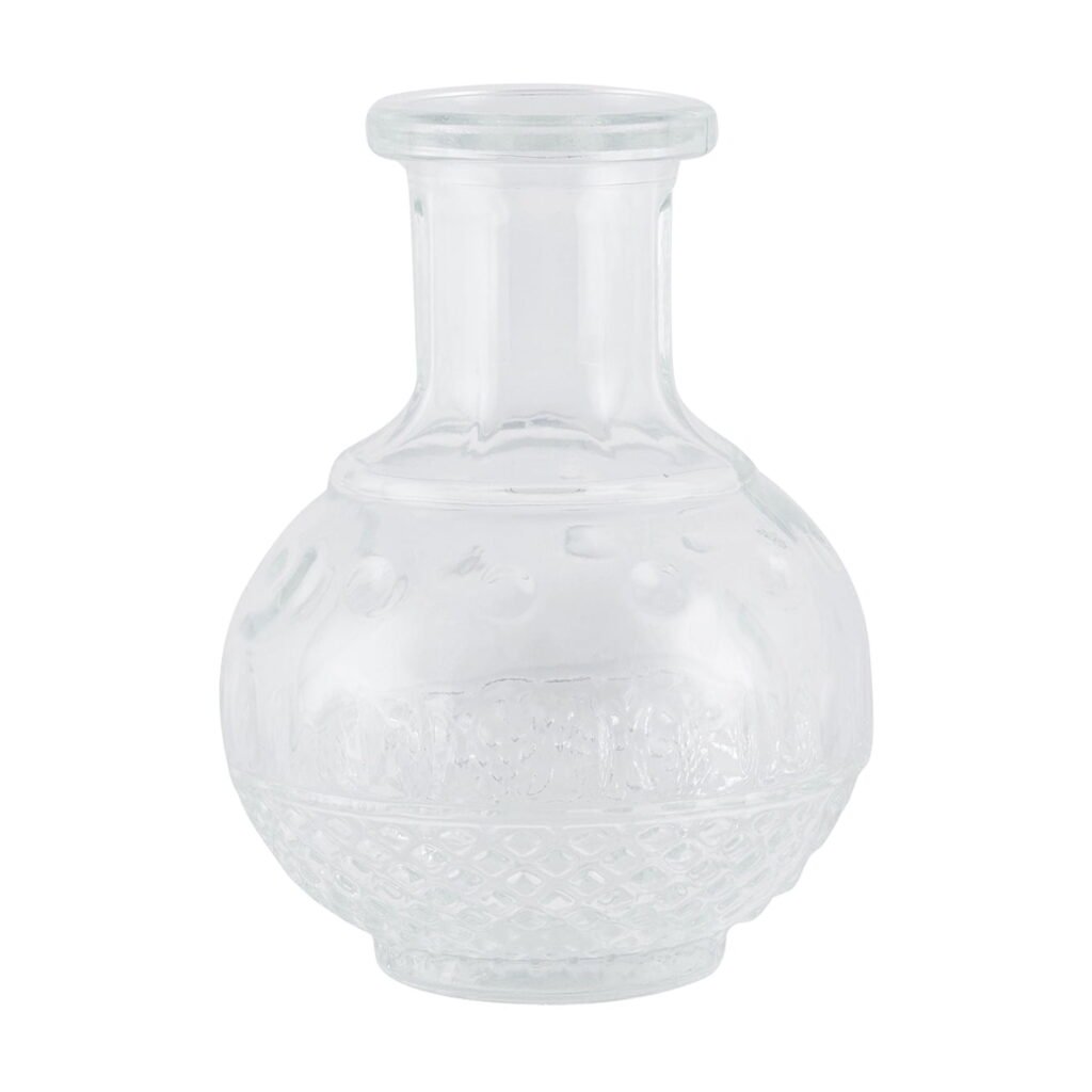 Home Decor Collection Clear Glass Rounded Embossed Bud Vase, 4.5 in