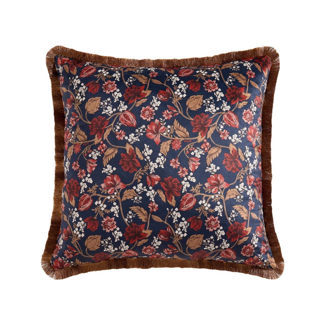 Home Decor Collection 20" x 20" Greystone Floral Velvet Decorative Pillow