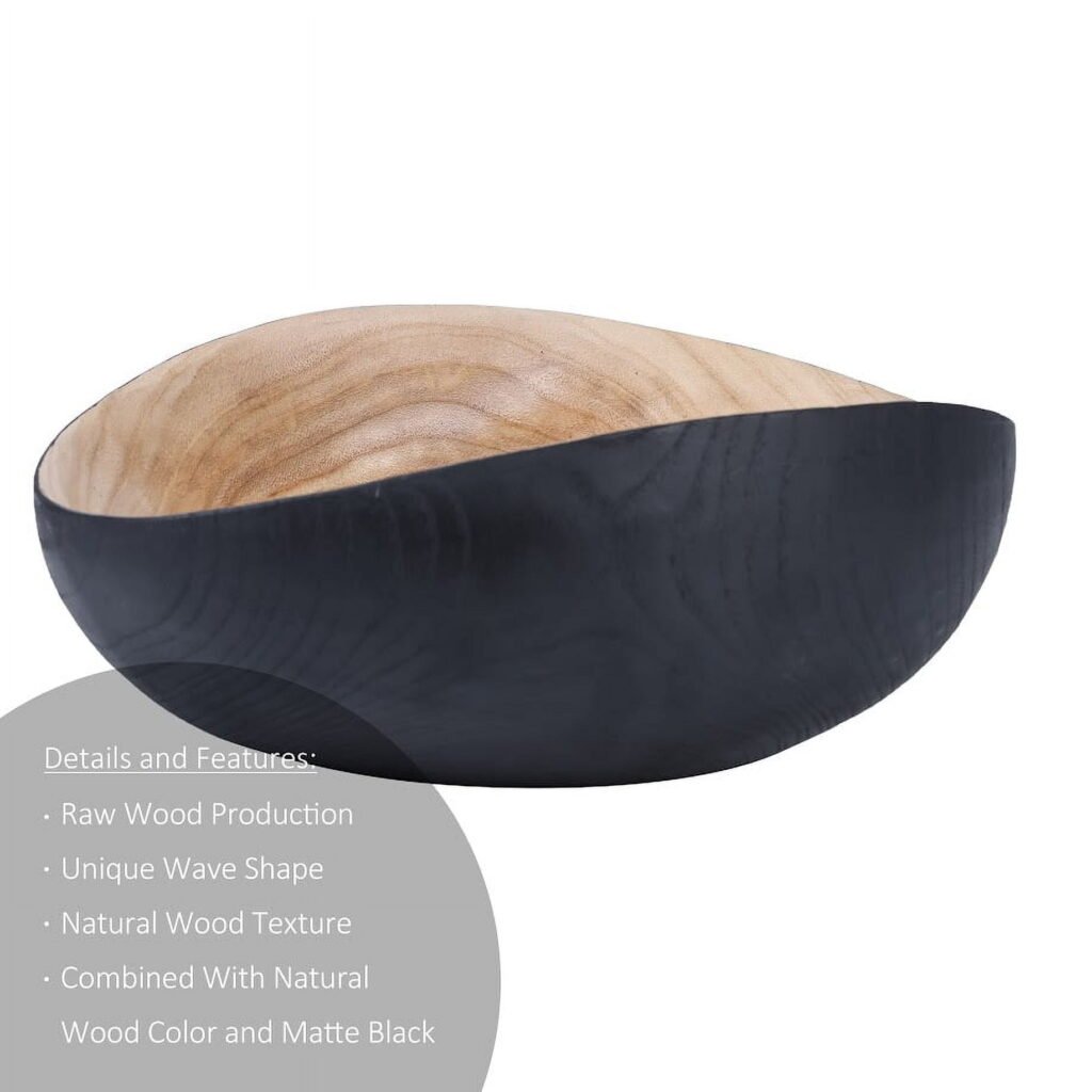Home Decor Collection Sterling & Noble Home Black and Natural Wood Decorative Tabletop Bowl