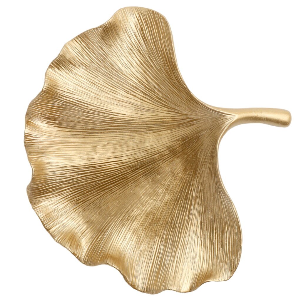 Home Decor Collection Sterling & Noble Home Leaf Shaped Gold Indoor Tabletop Trinket Tray