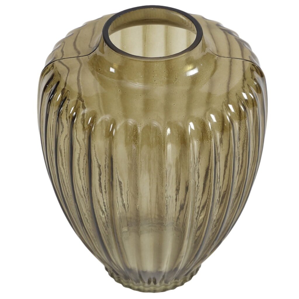Home Decor Collection Style House Green Glass Vase, 7.5" L x 9.65" H